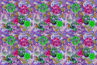 Mavi, yeşil ve nötr renklerde parlak çiçekli halı deseni.