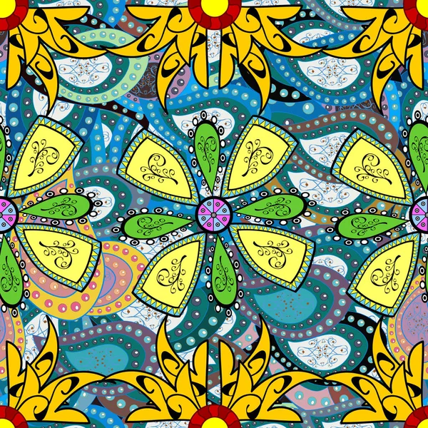 Textura Sin Costura Zentangle Adornada Ornamental Con Flores Abstractas Patrón — Archivo Imágenes Vectoriales