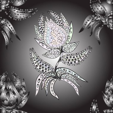 Sevimli çiçek deseni. Renkli Yaz Temalı Kusursuz Arkaplan. Düz Çiçek Elementleri Tasarımı. Modaya uygun kumaş deseni.