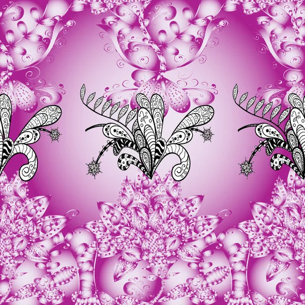 Fleurs Aux Couleurs Violettes Violettes Neutres Aquarelle Peinte Main Allover — Image vectorielle
