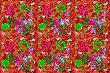 Sevimli çiçeklerle, desenli, kırmızı, turuncu ve yeşil renklerle renksiz desenli. Elle çizilmiş çiçek deseni (fayans). Tekstil için suluboya desensiz.