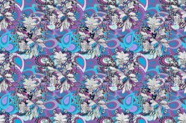 Raster illüstrasyon. Güzel doodles çiçekler ile Dikişsiz çiçek deseni. Küçük çiçek sevimli çiçek desen. Güzel kumaş deseni.