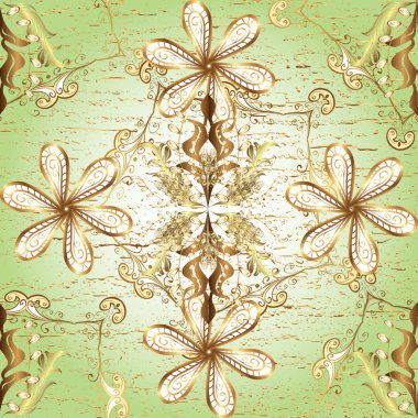 Altın karalama fantezi yapraklarından vektör soyut çiçek çelengi ve bej ve nötr renklerde çiçek. El yapımı dekoratif çerçeve, albüm kapağı, davetiye, tebrik kartı, klasik Art deco tarzı.