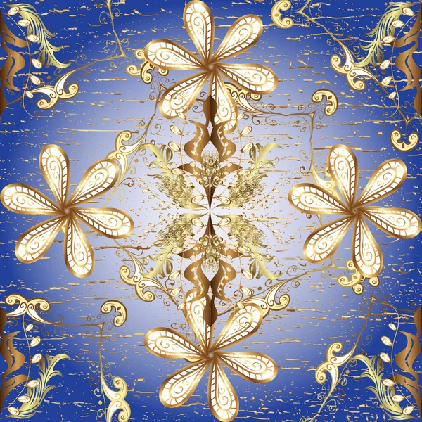 Dekoracja Wnętrz Wektorowy Barokowy Wzór Kwiatowy Złocie Luksusowa Królewska Wiktoriańska — Wektor stockowy