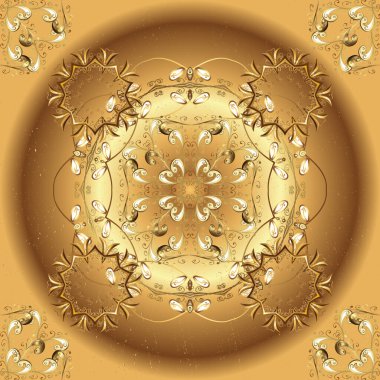 Kahverengi, sarı ve bej renklerde altın elementlerle desen. Küçük bir alan derinliği. Klasik mobilya tarzı. Kahverengi, sarı ve bej ağacında altın işlemeli. Lüks mobilyalar. Element odun oymacılığı.