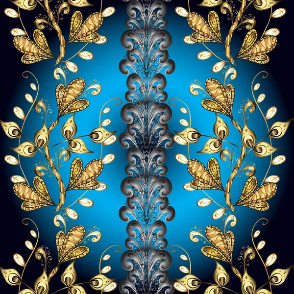 Traditionele Klassieke Gouden Patroon Grijs Zwart Blauw Kleuren Met Gouden — Stockfoto