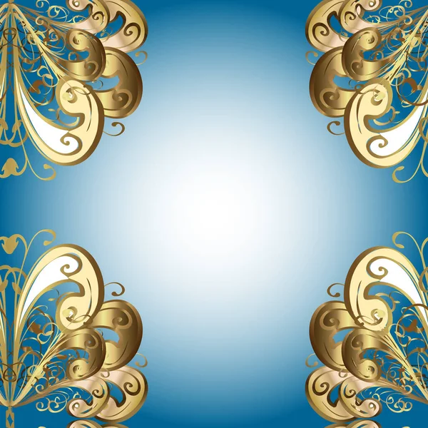 Neutrální Modrá Béžová Pozadí Vzor Pozadí Tapety Zlatou Starožitné Květinové — Stock fotografie