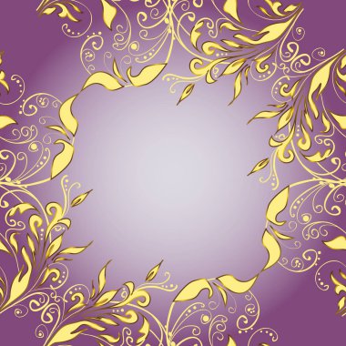 Geleneksel klasik altın şablon. Sarı, mor ve arka planda nötr. Barok tarzında doğulu süsü..