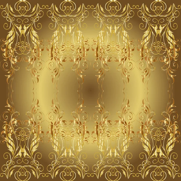 Векторное Традиционное Восточное Украшение Золотой Узор Нейтральном Желтом Коричневом Цветах — стоковый вектор