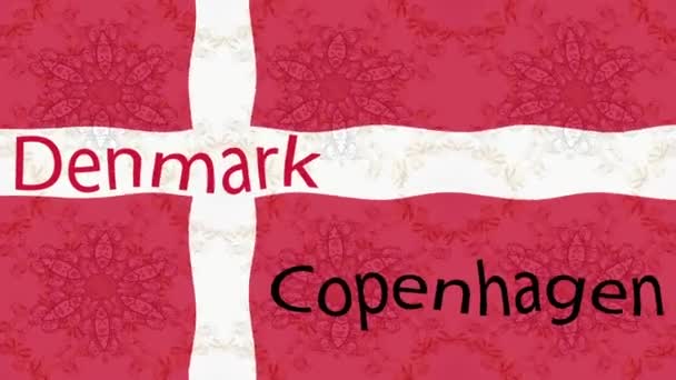 Renkli Bayraklı Hareketli Arka Plan Görüntüleri Danimarka Bayrağı — Stok video