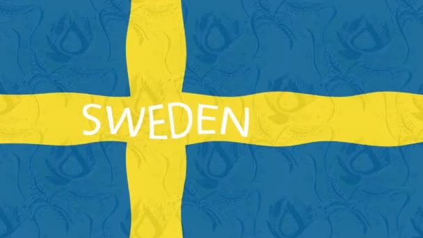 Filmagem Fundo Movimento Com Bandeira Colorida Bandeira Sweden — Vídeo de Stock