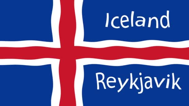 Pozadí Záznamu Pohybu Barevnou Vlajkou Islandská Vlajka — Stock video