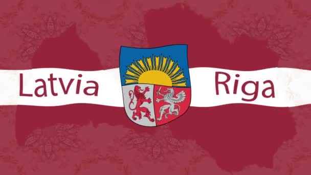Bewegingsbeelden Achtergrond Met Kleurrijke Vlag Vlag Van Letland — Stockvideo