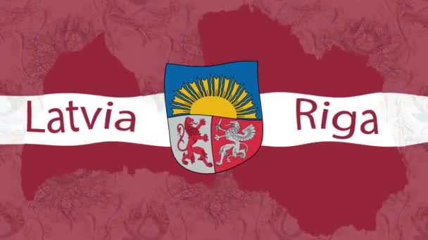 Pozadí Záznamu Pohybu Barevnou Vlajkou Lotyšská Vlajka — Stock video