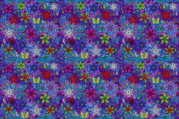 Flower Pattern Flat Flower Elements Design Seamless Beautiful Fabric Pattern —  Fotos de Stock