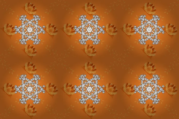 ラスター幾何学的サークル要素 オレンジ色の丸い装飾パターン 東洋的なモチーフ イスラム教 アラビア語 インドの宗教の精神的 儀式的なシンボル 色曼荼羅図 — ストック写真