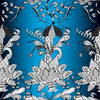 Paisley el çizimi elementler. Fantezi çiçekli kusursuz desen, doğal duvar kağıdı, çiçek desenli kıvrım çizimi. Ev dekoru.