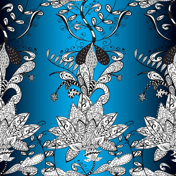 Patrón Sin Costuras Estilo Vintage Con Ramos Flores Colores Azul — Archivo Imágenes Vectoriales