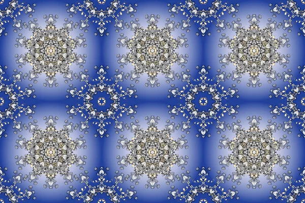 Mandala Tribale Vintage Schets Met Een Medaillon Blauwe Witte Kleuren — Stockfoto