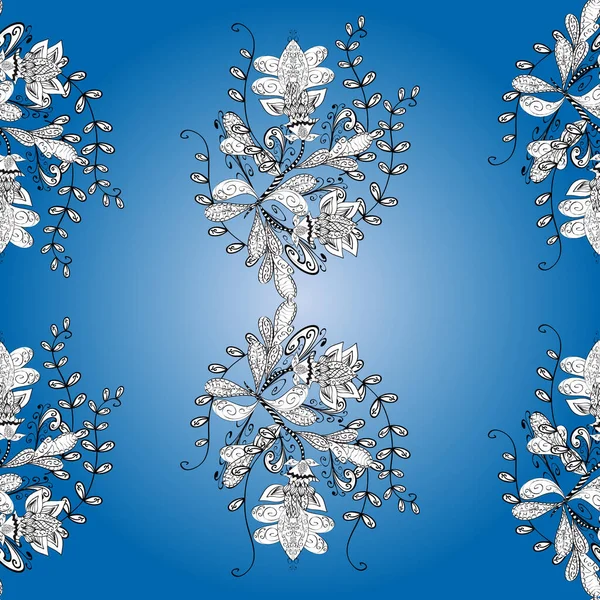 Vector Illustratie Blauwe Witte Zwarte Kleuren Naadloos Patroon Indiaas Ornament — Stockvector