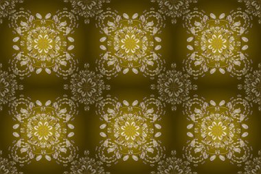 Raster illüstrasyonu. Kusursuz soyut bir arkaplan. Oriental raster klasik bej, sarı ve kahverengi ve altın desenli.