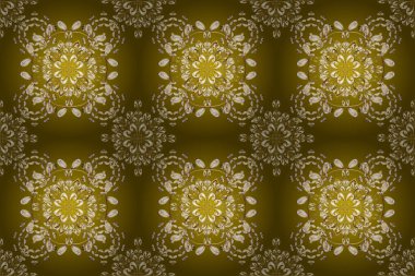 Raster illüstrasyonu. Kusursuz soyut bir arkaplan. Oriental raster klasik bej, sarı ve kahverengi ve altın desenli.