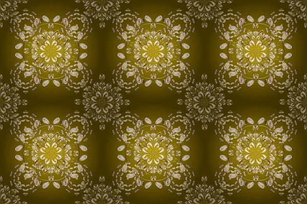 Растровая Иллюстрация Бесшовный Абстрактный Фон Восточный Растровый Классический Бежевый Желтый — стоковое фото