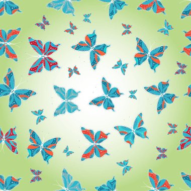 Seamless pattern with butterflies. Abstract seamless pattern for boys, girls, clothes, wallpaper. Endless. Sketch, doodle, scribble. clipart