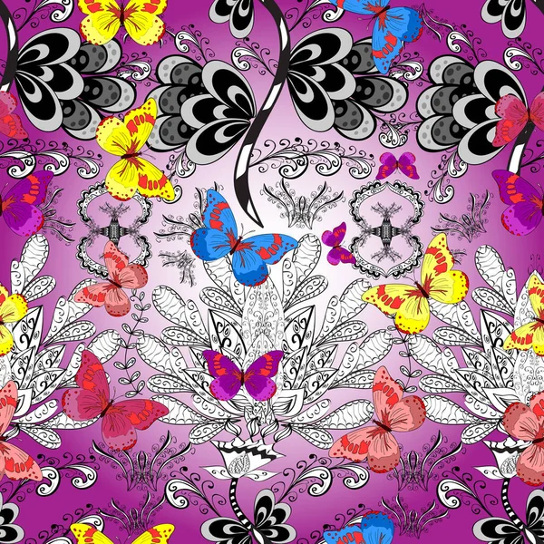Convient Pour Tissu Papier Emballage Fond Sans Couture Papillons Brillants — Photo