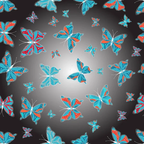 Sömlös Olika Flerfärgade Fjärilar Insamling Fantasi Färgglada Bilder Fjärilar För — Stockfoto
