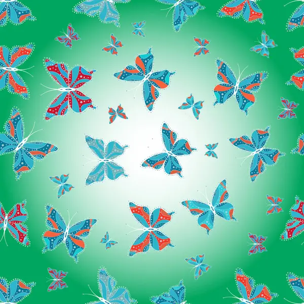 Farbiger Schmetterling Auf Neutralem Blauem Und Beigem Hintergrund Einfaches Niedliches — Stockfoto