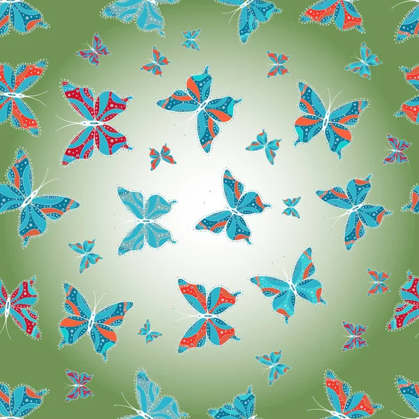 Bild Für Bild Nahtlos Cliparts Blau Neutral Und Grün Butterfly — Stockfoto