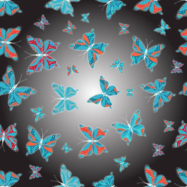 Zufällige Blaue Neutrale Und Grüne Schmetterlinge Niedliches Muster Schmetterling Auf — Stockvektor
