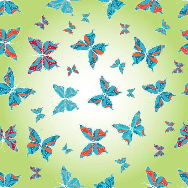 Dibujo Para Colorear Mariposa Decorativa Fondo Colorido Abstracto Sin Fisuras — Vector de stock