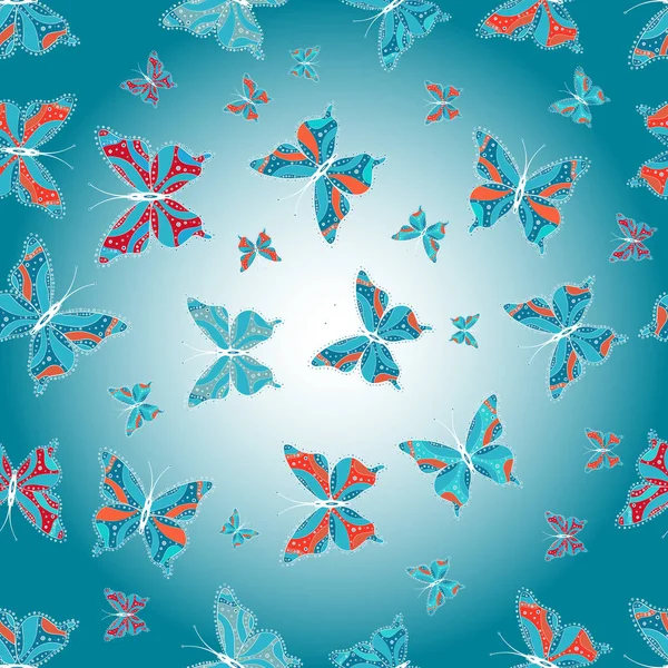 Schönheit Der Natur Vektorillustration Nahtloses Muster Mit Fliegenden Schmetterlingen Aquarell — Stockvektor