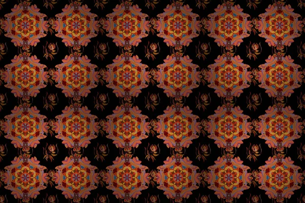 Raster Seamless Beautiful Fabric Pattern Flat Flower Elements Design Colour — Stock Photo, Image