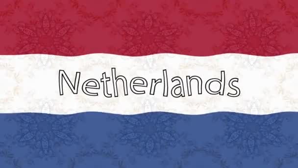 Bewegingsbeelden Achtergrond Met Kleurrijke Vlag Vlag Van Nederland Nederland — Stockvideo