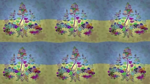 Bewegtbild Hintergrund Mit Bunten Elementen Blumen Vintage Flaggenstil — Stockvideo
