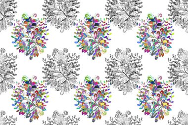 Tekrar eden çiçek arkaplanı, zarif gri, siyah beyaz çiçek duvar kağıdı. Çiçek desenleri gri, siyah ve beyaz renklerde, el yapımı papatyalar, papatyalar.