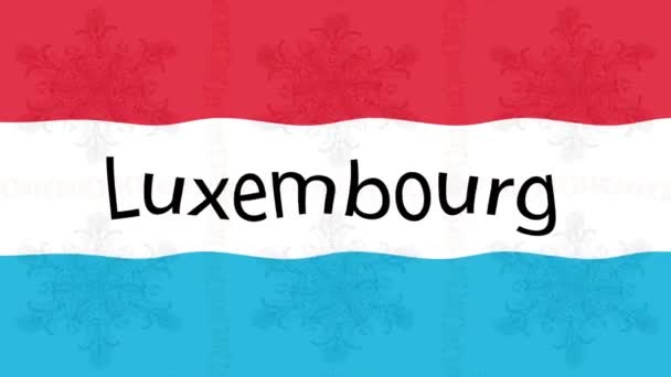 Bewegingsbeelden Achtergrond Met Kleurrijke Vlag Vlag Van Luxemburg — Stockvideo