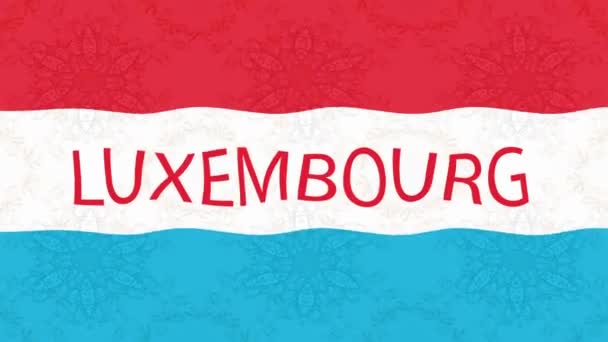 Rörelsematerial Bakgrund Med Färgglada Flagga Luxemburgs Flagga — Stockvideo
