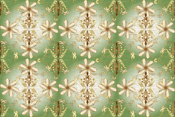 Golden Element Green Neutral Beige Colors Golden Floral Ornament Baroque — Stock Photo, Image