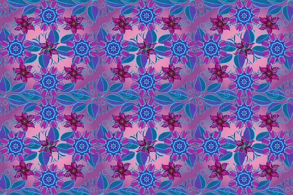 stock image Elegant seamless pattern with purple, violet, blue flowers in watercolor style, design elements. Floral pattern for wedding invitations, greeting cards, scrapbooking, print, gift wrap, manufacturing.