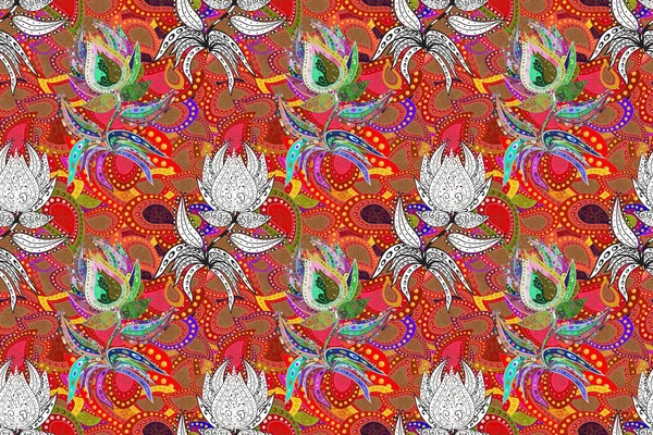 Плоский Цветочный Дизайн Растровая Иллюстрация Цветная Весна Тема Бесшовный Узор — стоковое фото