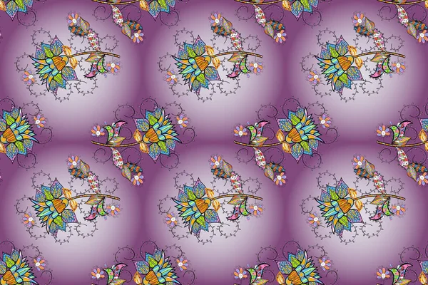 Квіти Фіолетового Нейтрального Чорного Кольорів Кольорова Тема Весни Безшовний Візерунок — стокове фото