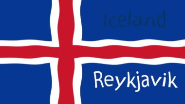 Renkli bayraklı hareketli arka plan görüntüleri. İzlanda bayrağı.