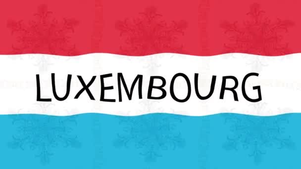 Rörelsematerial Bakgrund Med Färgglada Flagga Luxemburgs Flagga — Stockvideo