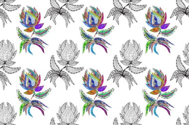 İşlemeli çiçekli, dikişsiz desen. Parmak izi, kumaş, duvar kâğıdı, tekstil için raster dokusu. Renkli grunge, koyu yeşil, gri ve beyaz çiçeklerle soyut arkaplanı zenginleştirir.