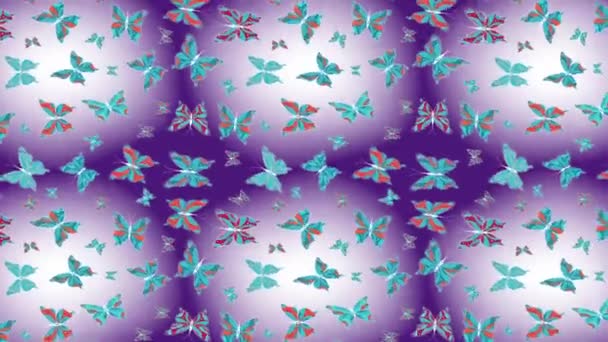 美丽的蝴蝶在蓝色的背景上飞翔 — 图库视频影像