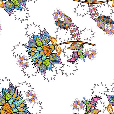 Güzel kumaş deseni. Suluboya deseni, narin çiçekler, beyaz, mavi ve siyah çiçekler, tebrik kartı şablonu..